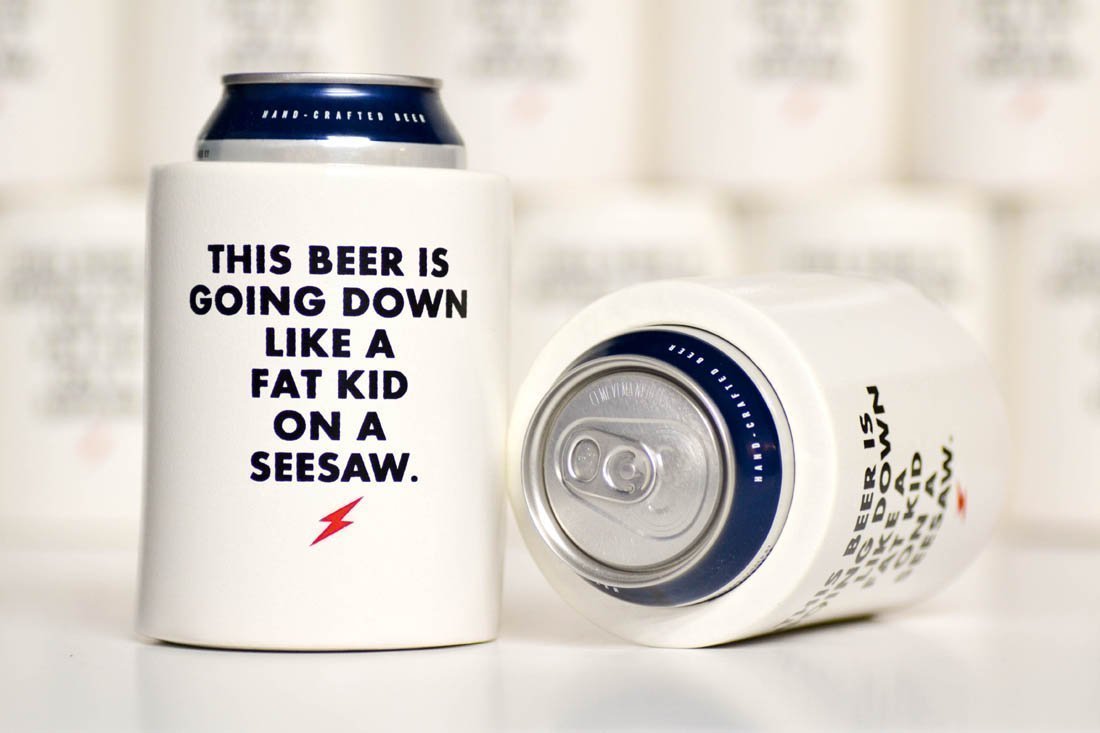 Fat kid on a seesaw... Vintage Beer Koozie - M E R I W E T H E R
