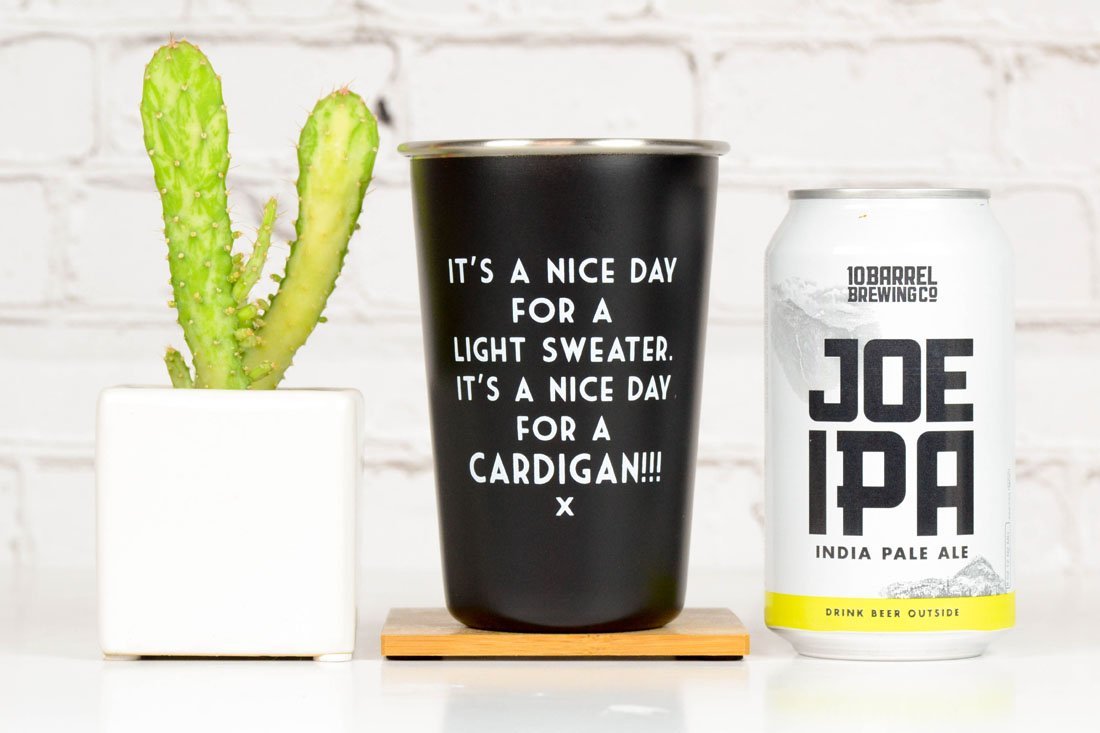 It's a Nice Day For a Cardigan! - Mistaken Lyrics Pint Glass - M E R I W E T H E R
