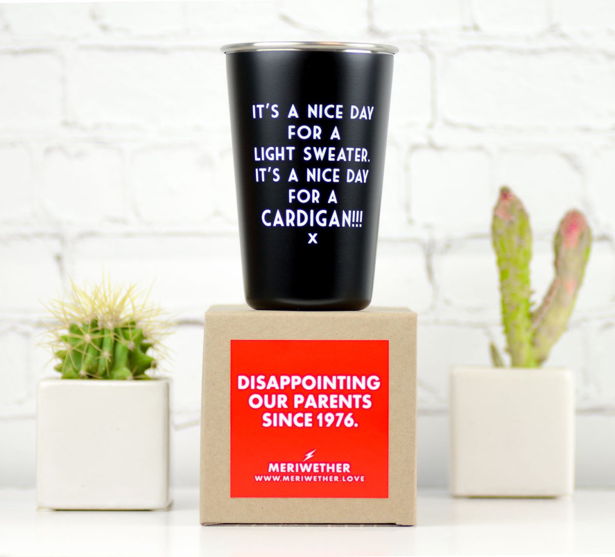 It's a nice day for a cardigan... Mistaken Lyrics Pint Glass - M E R I W E T H E R