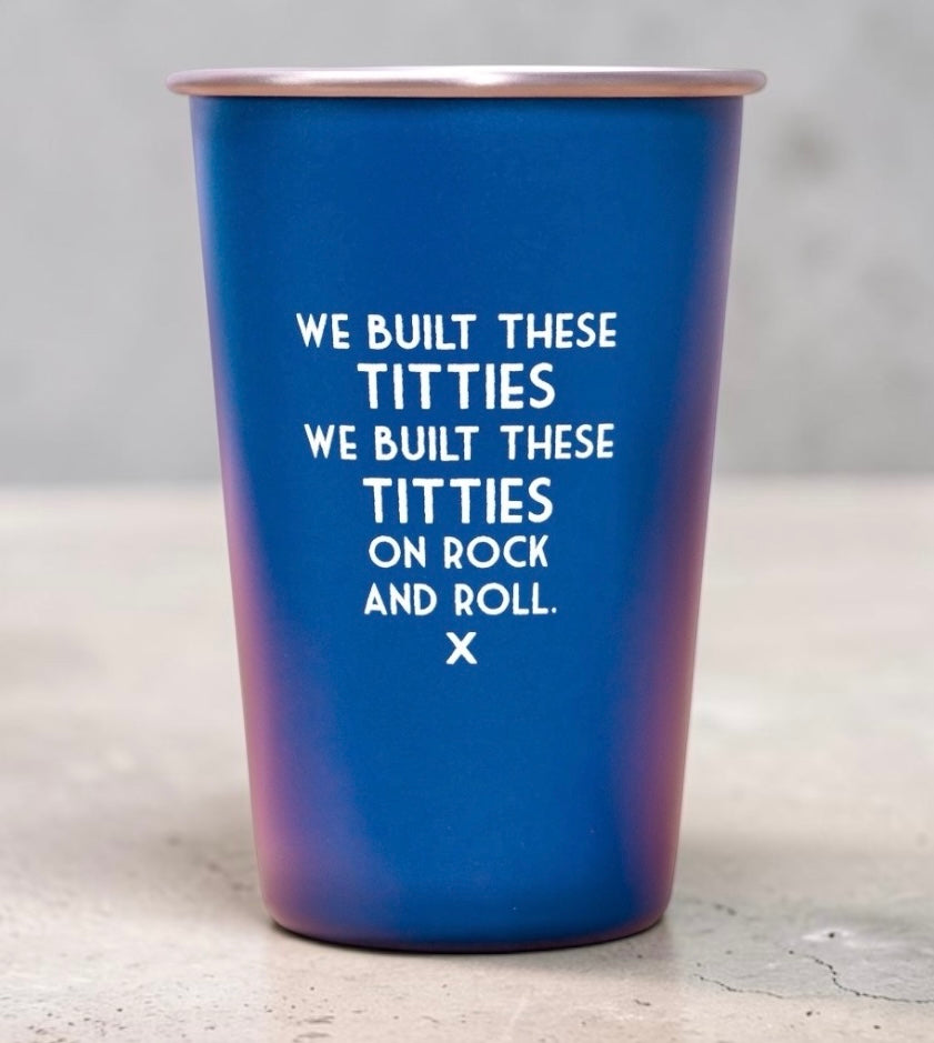 We built these titties... Misundertood Lyrics Pint Glass Blue