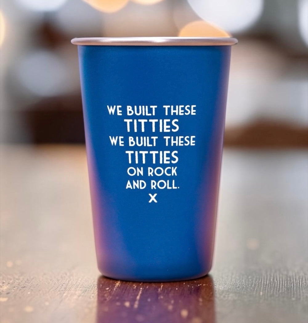 We built these titties... Misundertood Lyrics Pint Glass Blue