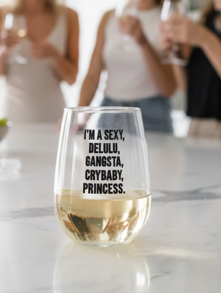 Sexy Delulu Gangsta Princess... Wine Glass