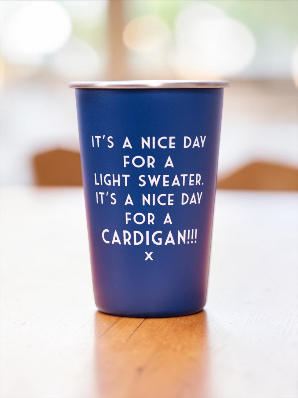 It's a nice day for a cardigan... Mistaken Lyrics Pint Glass Blue