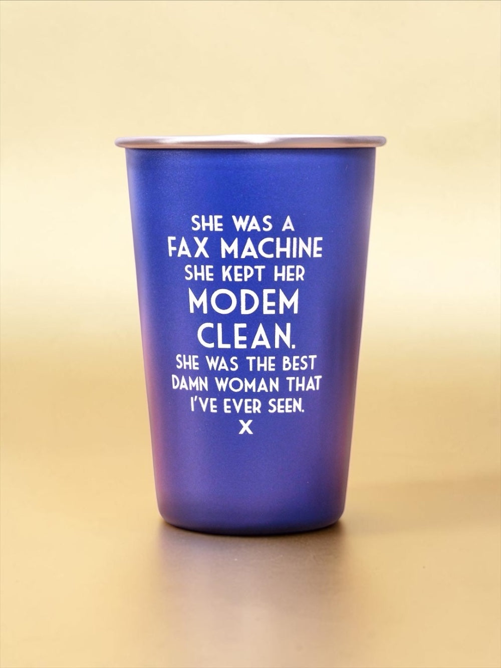 She was a fax machine... Mistaken Lyrics Pint Glass -Blue