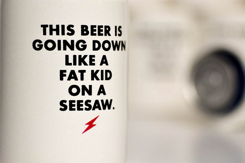 Fat kid on a seesaw... Vintage Beer Koozie - M E R I W E T H E R