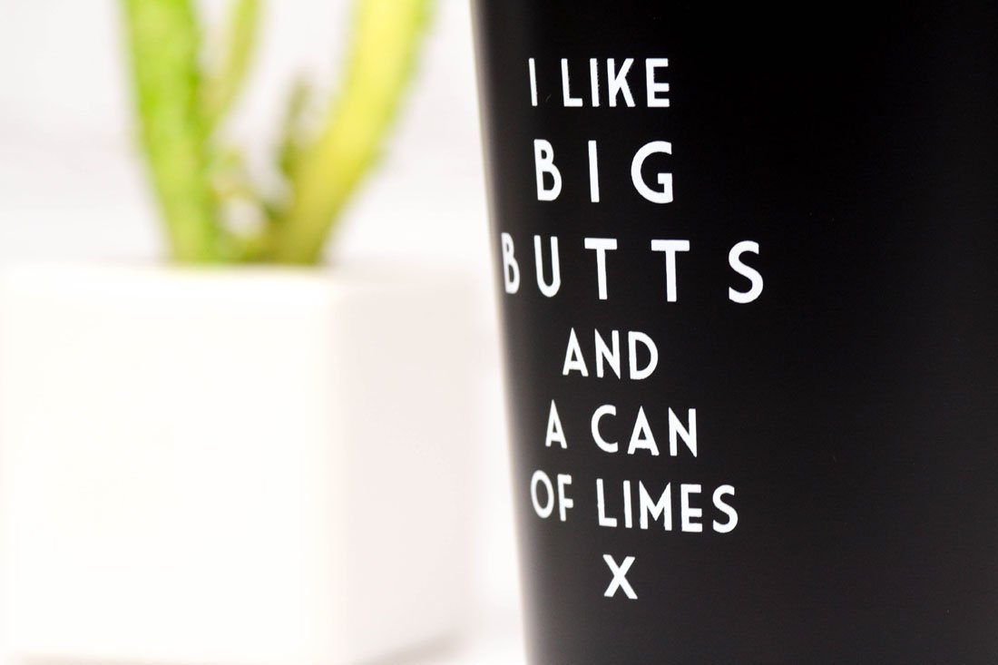 I like big butts... Misheard Lyrics Pint Glass - M E R I W E T H E R