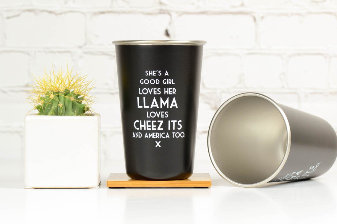 She's a good girl loves her llama. - Mistaken Lyrics Pint Glass - M E R I W E T H E R