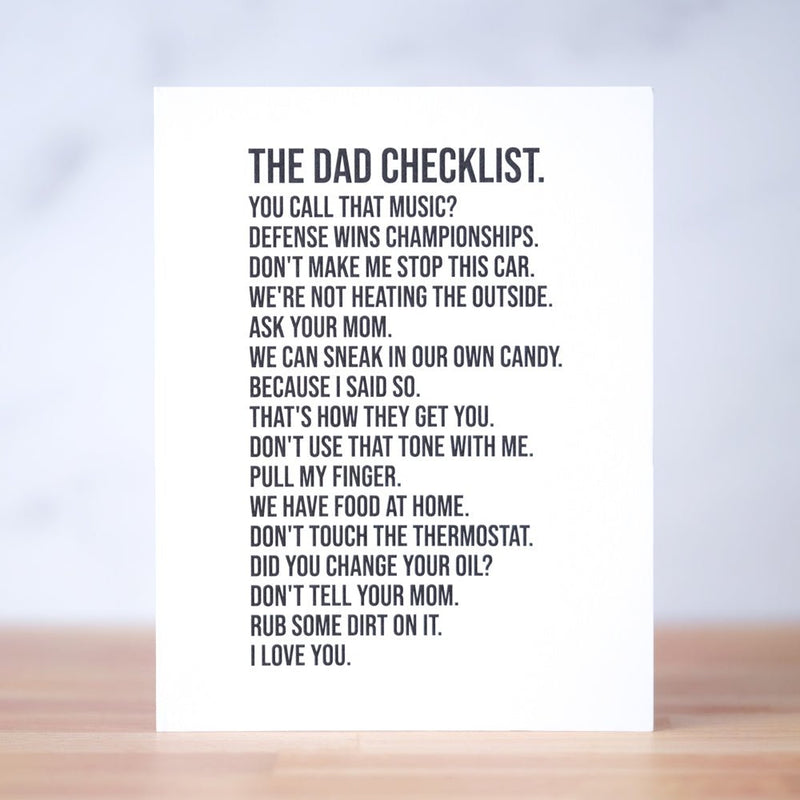 The Dad Checklist.... Father's Day Card - M E R I W E T H E R